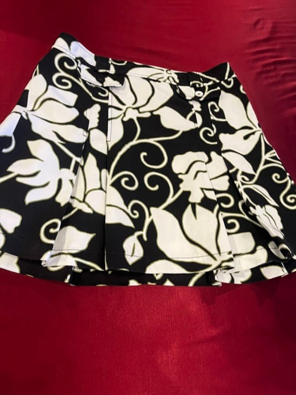 Ann Taylor Linen and Cotton Print Pleated Skirt Size 8